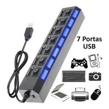 Hub Régua Usb 2.0 com 4 Ou 7 Portas